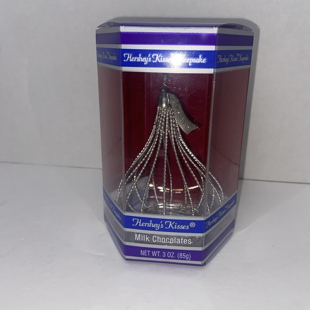 Hershey's Kiss Ornament Vtg Metal Wire Refillable Christmas Holiday 3" Keepsake